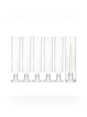 Set of 6 Glass Hurricane Candle Holders